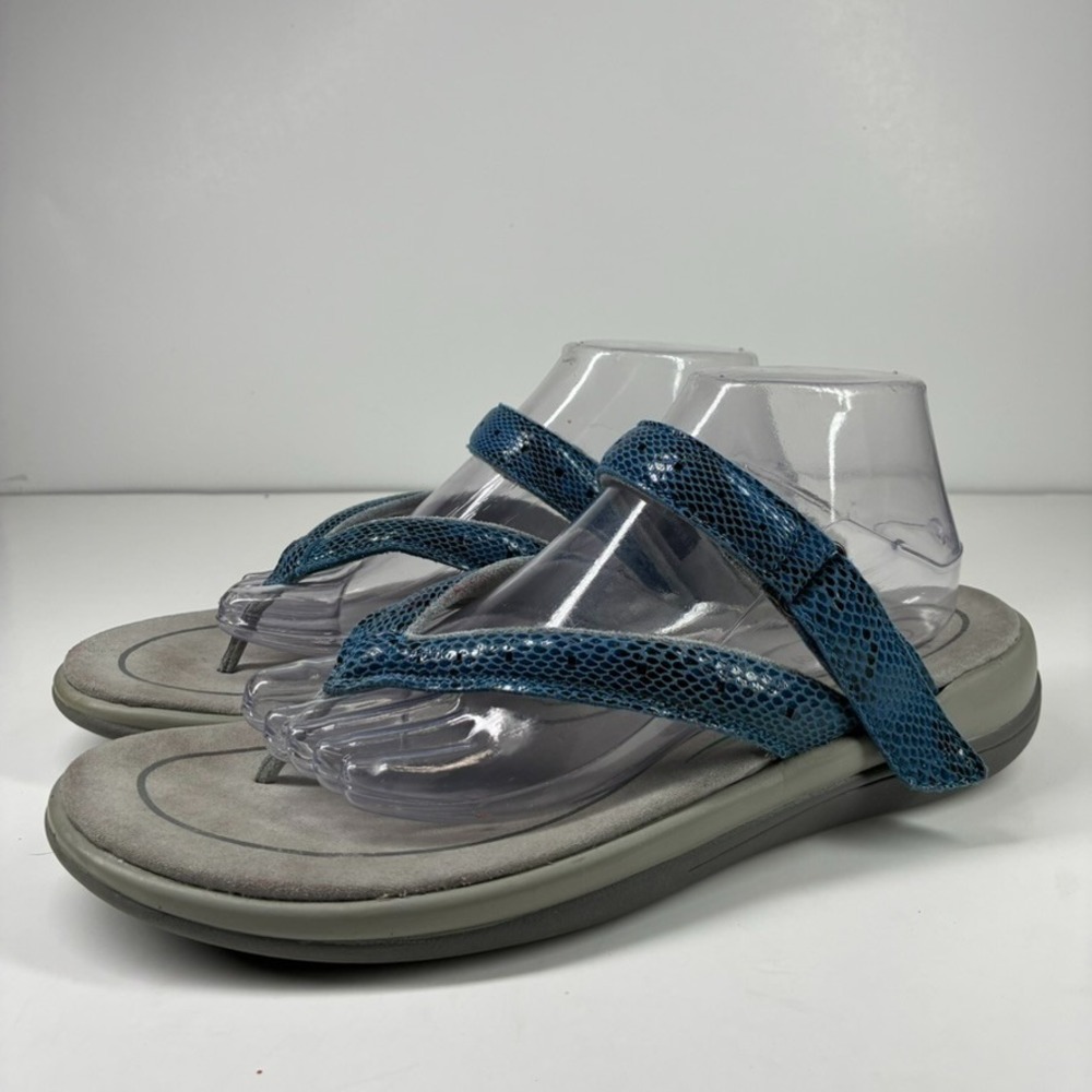 Orthofeet Gaya Women's 10.5B Blue Snakeskin Orthopedic Comfort Flip Flop Sandals